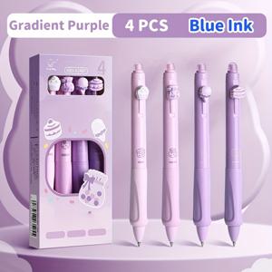 TEMU 4개 리트랙터블 지울 수 있는 0.5mm 펜 세트, 빠른 건조 블랙 및 블루 잉크, 부드러운 필기감, 공부용, 사무실, 다이어리 적합, 학생 및 사무용
