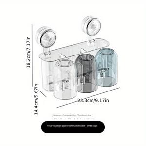 TEMU 조절 가능한 드릴 없는 흡입 컵 칫솔 홀더 및 치약 정리함 - 벽걸이 욕실 수납 선반 다용도 브러쉬, 투명 플라스틱 공간 절약 디자인, 칫솔과 치약 홀더, 샤워 캐디
