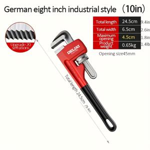 TEMU DELIXI 전기 헤비 듀티 조절 가능한 파이프 렌치, 싱크대, 및 물관 설치 및 수리용 다기능 배관 도구 8인치 10인치 12인치 14인치, 내구성 있는 금속 구조와 인체공학적 손잡이, 배관 작업용|싱크대수전|싱크대