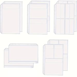 TEMU 10/20개 A5 사이즈 6홀 바인더 포켓, [방수 PVC 파우치] 투명 바인더 지퍼 폴더 문서 보관 가방, 6링 노트북 바인더용 루즈리프 가방, 투명