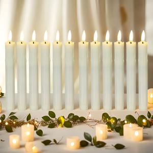 TEMU 실제 깜박이는 LED 테이퍼 캔들 12개 세트입니다. 왁스 물기 효과가 특징입니다. 이 화이트 색상의 배터리 작동 캔들은 부활절 축하 행사, 로맨틱한 결혼식, 홈 데코레이션에 이상적입니다.