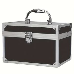 TEMU 조절 가능한 칸막이 및 잠금 뚜껑이 있는 전문 메이크업 트레이닝 케이스 - 넉넉한 금속 화장품 정리함, 핑크/블랙/골드 색상 - 내구성 있고 고품질의 쉬운 보관용