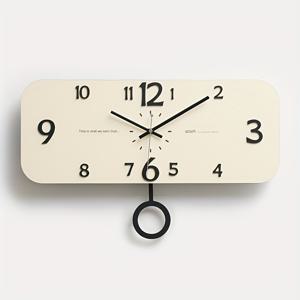 TEMU wozoom 스윙 모션의 조용한 벽시계 - 현대적인 직사각형 디자인, 검은색 손에 대담한 노란 숫자, 아크릴/목재 복합 재질, AA 배터리 작동(포함되지 않음), 거실, 식당, 공부방 장식, 식당 액센트 | 스윙 모션 시계 | 대담한 숫자 시계, 거실 벽시계