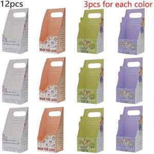 TEMU 12개 세련된 꽃 보관함 - 페이스트 & 생생한 꽃 장식, 결혼식, 생일, 데이, 어머니의 날에 완벽, 축제 선물 장식, 결혼 선물 장식 | 페이스트 꽃 장식 | 내구성 있는 종이 바구니, 꽃 선물 바구니