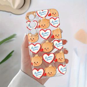 TEMU 갈증 버터 베어 만화 모바일 폰 케이스, 갤럭시 A02 A03S A04 A05S A06 A13 A14 A15 A16 5G A21S 투명 풀 커버 A22 A23 A24 A25 A26 A32 A34 A35 A50 A52 A36 A56 A53 A54에 적합, 개성 있는 창의적인 방탄 소프트 쉘 보호 케이스