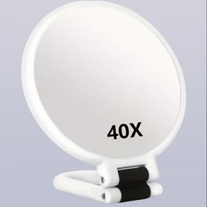 TEMU 40배 손잡이 확대 거울, 이중 줌 1X/40X, 360도 조절 가능한 핸들, 접이식 여행용 디자인, 녹색 및 황금 악센트 - 메이크업, 그루밍, 선물에 완벽한, 조절 가능한 돋보기 | 접이식 디자인 | 배터리 필요 없음|돋보기