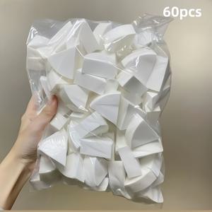 TEMU 건조 및 습식 사용 모두 가능한 메이크업 스펀지 삼각형 60개 세트, 물에 담그기 적당량, 뷰티 에그 스펀지 파우더 퍼프 그라데이션 네일 아트, 비ュ티 블렌더, 모든 라이트 베이지 타입에 부드럽고 적합