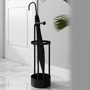 TEMU 1폴 모던 노르딕 메탈 우산거치대 & 목발걸이 - 헤비듀티 철제 프리스탠딩 비우산 보관대 드립 트레이 포함, 사무실 입구용