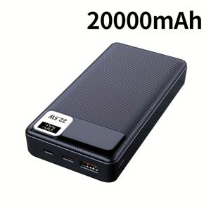 TEMU 10000mAh/20000mAh 휴대용 모바일 보조 배터리 | 22W 고속 충전, LED 전원 표시, USB/Type-C 인터페이스를 갖춘 Hinne 휴대폰 배터리 팩, iPhone/Android 기기 호환, 선물 및 야외 비상용으로 적합|보조배터리20000