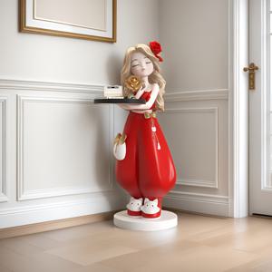 TEMU 귀여운 소녀 집들이 선물 대형 바닥 스탠딩 장식품 - 거실 TV 캐비닛 또는 소파 사이드 테이블 수납용