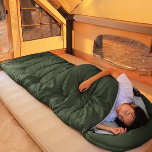 TEMU 모든 계절에 적합한 휴대용 침낭 1개, 야외 하이킹, 캠핑 및 등산에 완벽 - 지퍼 클로저, 단일 인원용, 폴리에스터 그린 로얄 블루 레드 네이비