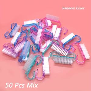 TEMU 50개/박세탁 미니 핸드헬드 네일 브러시 장비 청소 먼지 연마 네일 아트 도구 다기능 걸이형 플라스틱 손잡이 전문가/개인/살롱/네일 실습용