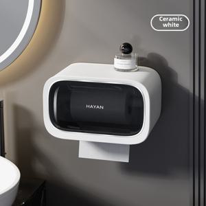 TEMU 티슈 케이스, 벽걸이형 롤 페이퍼 보관함, 화장지 홀더, 뚜껑이 있는 방수 선반, 호텔, 기숙사 및 가정에서 티슈 보관에 적합.|화장지