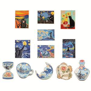 TEMU OPPRYN 고양이 유화 브로치 창의적인 아트 브로치 남녀 공용 금속 버클 바늘 의류 백팩 액세서리 소품 선물 세트 (12개)