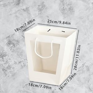 TEMU 투명 디자인 화이트 페이퍼 선물 가방 10개 세트 - 파티, 웨딩, 특별한 날을 위한 토트백, 튼튼한 손잡이 소형 꽃꽂이 및 부케용 선물 포장