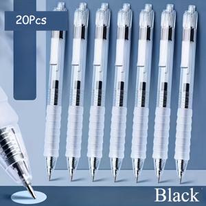 TEMU 18개/20개 인체공학 젤 펜 0.5mm 볼펜 리트랙터블 드로잉 펜, 부드러운 실리콘 그립, 휴대용 및 편안함, 내구성 강화, 매끄러운 필기감, 학생 및 사무실용