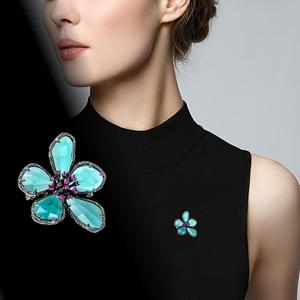 TEMU 여성용 빈티지 라인스톤 플로럴 브로치 핀 1개 - 터키석 & 핑크 장식 합금 주얼리, 결혼식, 휴일, 일상 착용을 위한 우아한 스카프 코트 가방 액세서리 | 다용도 주얼리 | 정교한 장인 정신, 주얼리 및 액세서리