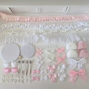 TEMU 60개 세트 레이스 배지 바레트 재료 키트, 다양한 나비 리본 귀걸이 액세서리 진주 장식품 수공예용 소재