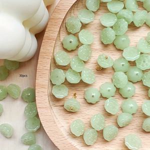 TEMU 30개 앤티크 스타일 옥색 연꽃 모양 유리 구슬 11x11mm | 헤어핀, 헤어 액세서리, 주얼리 제작, 귀걸이, 폰 케이스, 핸드백, 의류 한푸, 신발, 모자, 비즈 커튼, 풍경, 데일리룩에 적합한 수제 액세서리