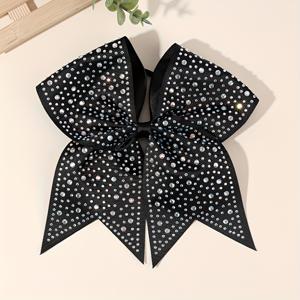 TEMU 1pc 스파크리 라인스톤 치어 보 헤어 타이 - 밴드가 있는 화이트 글리터 재질, 음악 페스티벌, 파티 및 헤어 액세서리에 완벽한, 축제 헤어 액세서리 | 스파크링 보 디자인 | 내구성 있는 헤어 보, 보 타이 헤어 액세서리