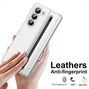 TEMU 휴대폰 케이스 - 펜 홀더가 내장된 접이식 휴대폰 케이스 (스탠드 펜 포함), 고급스러운 인조 가죽 소재, 부드러운 촉감, 삼성 Zfold6/Zfold5/Zfold4/Zfold3 호환.