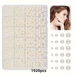 TEMU 1920pcs DIY 보석 만들기 키트 - 스타일 플라스틱 진주 비즈, 아크릴 귀걸이, 목걸이 및 팔찌 공예 세트, 보관 상자 포함, 창의적인 프로젝트, 보석 만들기 용품, 공예 액세서리 | 스타일 | 플라스틱 진주, 보석 만들기 용품