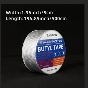 TEMU 고착력으로 두꺼운 부틸 방수 테이프, 천장 누수 수리 테이프, 문과 창에 사용되는 고온 및 노화 방지 방수 밀봉 테이프, 강한 접착제로 잔여물이 남지 않음, 야외 방수 수리 테이프, 파이프 밀봉 테이프, 저온 및 자외선 방지, 1.96인치 x 196인치 (5cm x 500cm) 크기, 무료 스크래퍼 포함