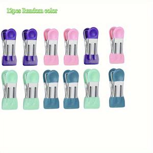 TEMU 6/12개 다기능 포장 클립, 스크래치 방지 코팅, 강력한 금속 그립, 깔끔하고 정돈된 보관을 위한 파일 정리함, 바람에 견디는 빨래집게