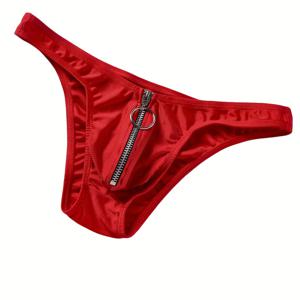 TEMU 1개 남성용 로우라이즈 통기성 비키니 팬티 금속 지퍼 섹시한 남성 속옷