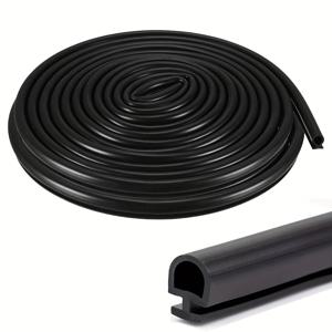 TEMU 10미터 블랙 플라스틱 창문 문 씰 스트립 - 5mm 폭 고품질 에너지 효율적 방열 및 방수 도어 & 윈도우용, 내구성 있는 유연한 디자인, 다목적 설치 가능 | 매끄러운 표면 마감