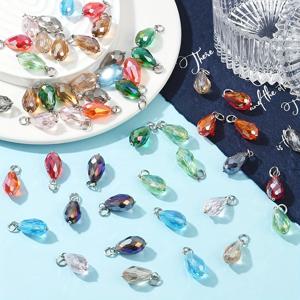 TEMU 50개 혼합 색상 물방울 모양 유리 목걸이 DIY 보석 액세서리 귀걸이, 팔찌, 목걸이 만들기 DIY