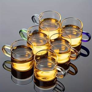 TEMU 컵 세트 6개입, 유리 커피컵, 핸들이 있는 작은 머그잔, 뜨거운 또는 차가운 라떼, 차용, 애호가를 위한 선물, 전자 레인지 및 식기세척기 사용 가능