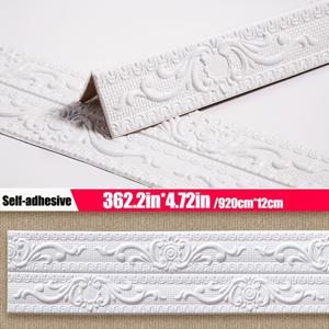 TEMU 사이클레이더 3D 유럽 스타일 자체 접착 벽 경계 폼 - 쉽게 벗겨내고 붙이기, 가정 장식, 천장 모서리 및 TV 배경을 위한 보호 킥 플레이트, 충격 흡수 벽 모양과 복잡한 패턴이 있는 흰색, 오렌지, 갈색, 벽지 경계