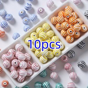 TEMU 10개 세라믹 사탕색 무지개 비즈, 직경 12mm, 주얼리 제작, 팔찌, 목걸이 및 공예 프로젝트에 적합.