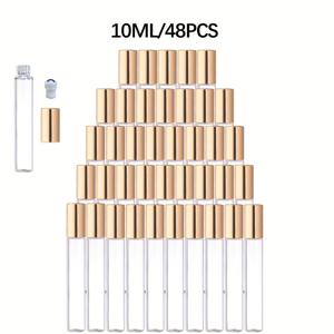 TEMU 24/40개입 판매 10ML 향수 롤러 병, 메탈 향수 디스펜싱 병, 유리 디스펜싱 병, 에센셜 오일에 적합, 리필 가능 투명 향수 샘플 병, 휴대용 여행용