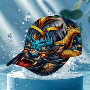 TEMU 강력한 독수리와 용이 있는 세련된 야구 모자 - 스트리트 스타일을 위해 특별히 디자인된, 냉장고 패턴이 멋진, 스포츠 모자, 패셔너블한 액세서리, 크리스마스 선물로 완벽