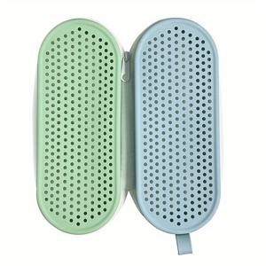 TEMU 양면 통기성 실리콘 수영 고글 케이스 안경 보호 기능 포함 - 대용량 휴대용 방수 보관 가방, 해변 및 여행용, 블루, 스타일리시한 수영 케이스 | 실리콘 제작