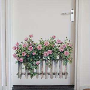 TEMU 침실, 거실, 현관, 옷장 홈 데코용 울타리 장미 벽 스티커