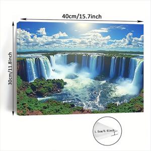 TEMU 1개 목재 액자 캔버스 페인팅 - 웅장한 이과수 폭포 벽 예술, 걸어놓기 쉬운 생동감 있는 풍경 프린트, 거실, 침실, 주방 장식을 위한 11.8x15.7 인치 가로 자연 장면 - 홈 데코용 완벽한 선물, 캔버스 월 아트