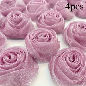 TEMU 4개입 5cm 폭 거즈 장미 - DIY 공예용, 다기능 오간자 꽃, 머리핀 및 홈 데코레이션용 - 크리스마스, 부활절, 데이, 어머니날, 졸업식에 완벽함, 크리스마스에 가장 적합, 추수감사절, 코트, 꽃 장식용, 천 꽃, 오간자 꽃, 홈 데코용 인공 꽃, 인공 꽃, 인공 꽃 장식