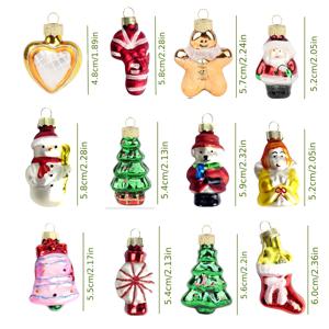 TEMU 12개 크리스마스 미니 귀여운 불어 유리 작은 조각상 크리스마스 트리 장식품, 미니 크리스마스 트리 장식, 크리스마스 휴일 선물, 크리스마스 파티 장식