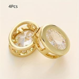 TEMU 4/6개 18K 금도금 황동 타원형 큐보이드 하트 비즈 - 다색 보석 DIY 주얼리 만들기 용품, 팔찌 및 목걸이용 내구성 있는 저자극 공예 비즈, 장식 비즈 디자인, 고품질 공예 재료