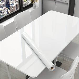 TEMU 광택 흰색 기름 방지 접착 필름 롤, 방수 PVC 벽 스티커, 모던 PVC 벽 데칼 롤, 자가 접착 고광택 진주 표면 장식, 제거 가능 및 내열성 | 가정 가구 리모델링에 용이하게 매치 및 부착