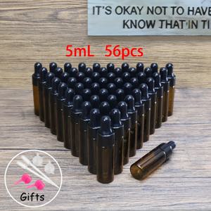 TEMU 56개 세트, 3ml/5ml 호박색 유리 드로퍼 병, 빈 에센셜 오일 소형 병, 휴대용 미니 향수병, DIY 및 코롱 혼합에 적합한 방울향료 병