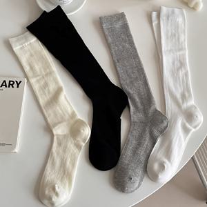 TEMU 여성용 통기성 가벼운 발목 양말 4켤레 - 흡습 리브드 커프, 탄력 있는 스테이업 디자인, 단색 캐주얼 양말 봄/여름용 (블랙, 화이트, 라이트 그레이, 다크 그레이), 여름 신발용 수분흡수 원단