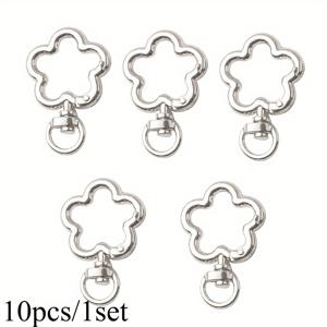 TEMU 1 세트/10개 합금 꽃 스프링 링 클립, 토르스 스프링 버클, 스윌 트리거 스냅 후크, 개쇠 키 백 클립, 개쇠 개쇠 후크, 가방 및 자동차용 유니버설 금속 루프 - 내구성 있는 금속 구조, 다용도 가방 액세서리|장식 클립|안전한 폐쇄 메커니즘, 가방 클립 정리기|키링|키링부자재