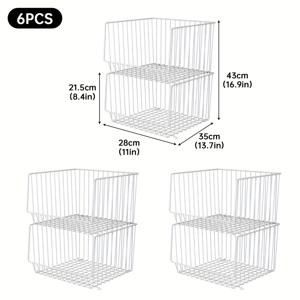 TEMU 서랍이 있는 6단 금속 와이어 옷장 정리 시스템 - 의류, 가방용 스태커블 수납 바구니, 기숙사 및 침실 정리, 높이 27인치 미만 공간 절약형, 조립 불필요, 설치형 옷장 시스템