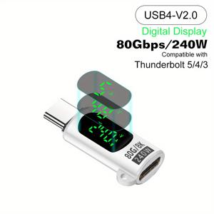 TEMU USB4 40Gbps 및 USB4 V2 80Gbps 디지털 디스플레이 여성 타입 C to 남성 타입 C OTG 케이블 커넥터 어댑터, 240W 8K 지원, 휴대폰 패드 카메라 아이폰 iPad Pro Mini Air MacBook Pro Air 호환