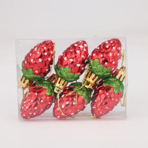 TEMU 1박스에 6개입, 크리스마스트리 장식 모양의 딸기 그림 오너먼트, 매달리는 크리스마스 펜던트 소품, 크리스마스 선물