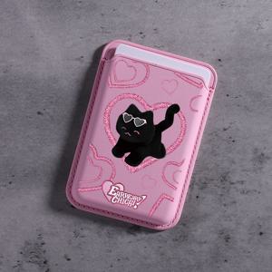 TEMU 가죽 고양이 먹이 패턴 자석 카드 클립 아이폰 16 15 14 프로 맥스 1-3 신용 카드 또는 신분 카드를 보관할 수 있습니다. K1 지갑 초박형 보호 디자인